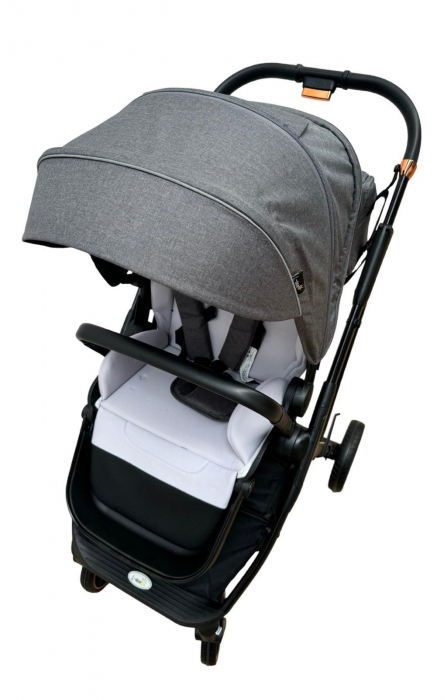 Carucior copii, 0-36 luni, sarcina maxima 22 kg, Landou reversibil, Colectie Lux, Geanta de scutece, Gri petrol [3]