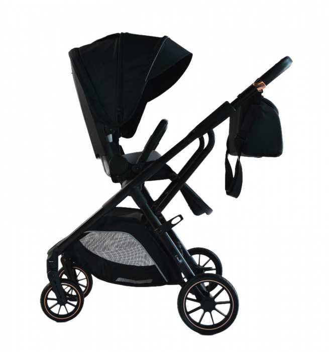 Carucior copii, 0-36 luni, sarcina maxima 22 kg, Landou reversibil, Colectie Lux, Geanta de scutece, Negru [6]
