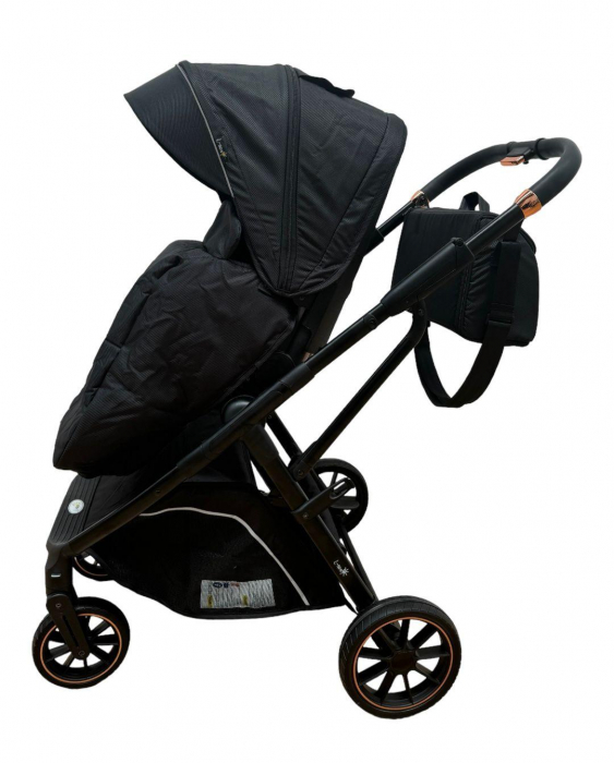 Carucior copii, 0-36 luni, sarcina maxima 22 kg, Landou reversibil, Colectie Lux, Geanta de scutece, Negru [5]
