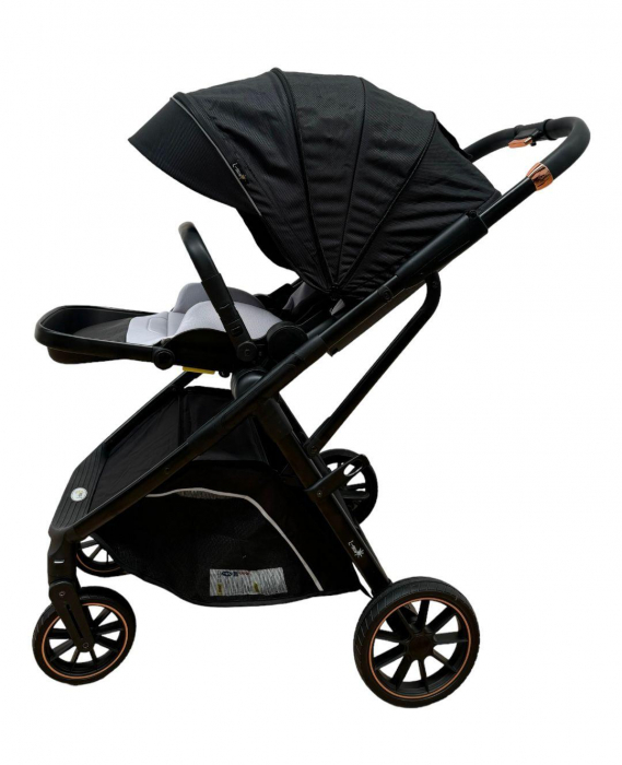 Carucior copii, 0-36 luni, sarcina maxima 22 kg, Landou reversibil, Colectie Lux, Geanta de scutece, Negru [11]