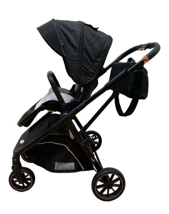 Carucior copii, 0-36 luni, sarcina maxima 22 kg, Landou reversibil, Colectie Lux, Geanta de scutece, Negru [8]