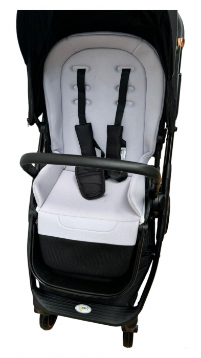 Carucior copii, 0-36 luni, sarcina maxima 22 kg, Landou reversibil, Colectie Lux, Geanta de scutece, Negru [7]