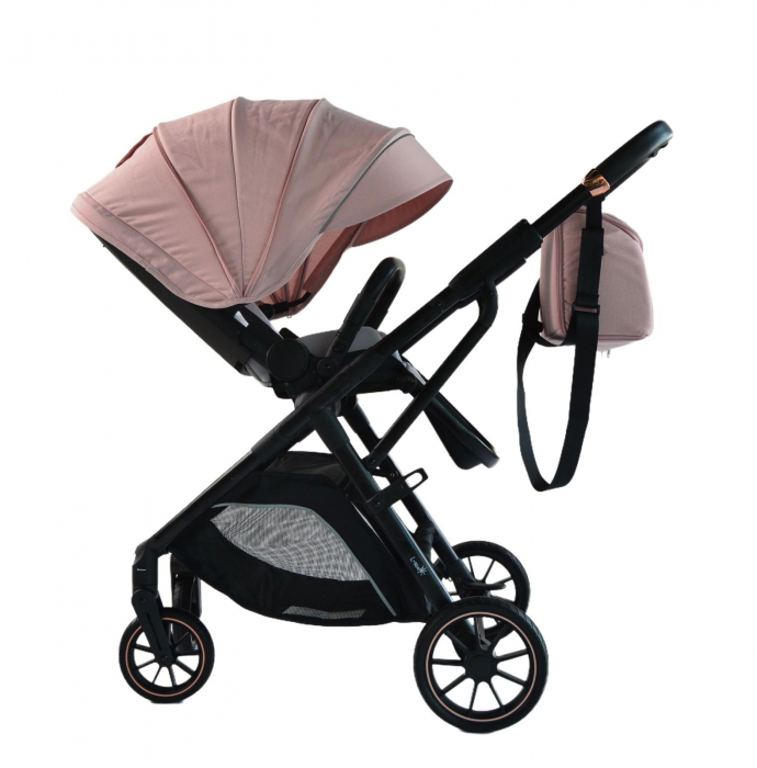 Carucior copii, 0-36 luni, sarcina maxima 22 kg, Landou reversibil, Colectie Lux, Geanta de scutece, Roz pudra [7]
