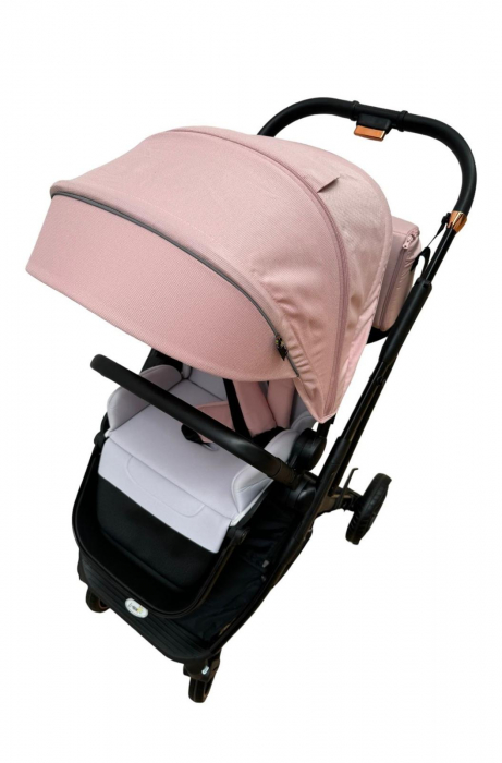 Carucior copii, 0-36 luni, sarcina maxima 22 kg, Landou reversibil, Colectie Lux, Geanta de scutece, Roz pudra [9]