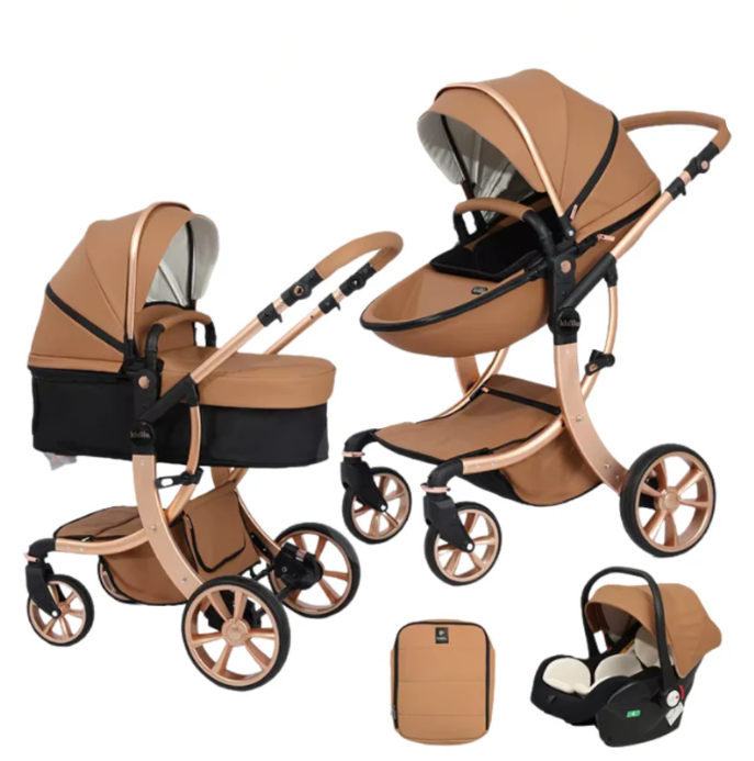 Carucior copii, 3 in 1, colectia Lux, suspensii duble si accesorii incluse, Eco piele [2]