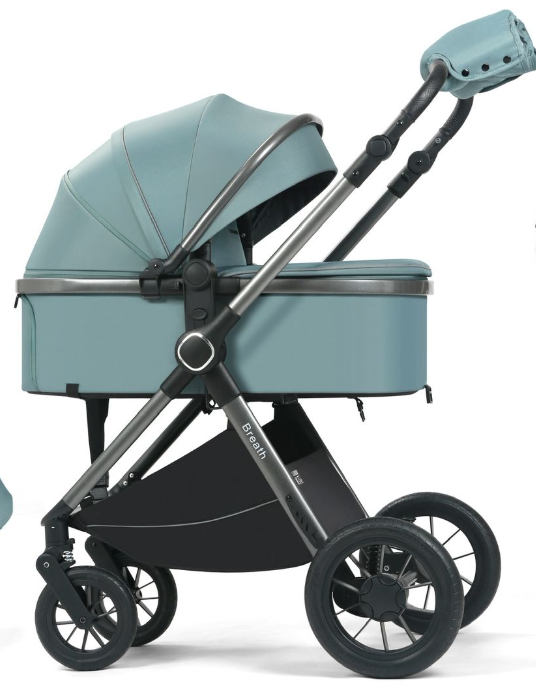 Cărucior copii, 3 în 1, Luxmom, Dublu reversibil, saltea inclusa, Geanta inclusa, Manusi de iarna, Roti antieroziune off-road, Husa de ploaie si insecte [4]