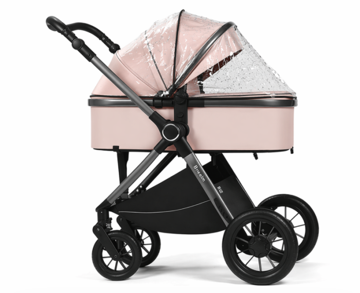 Cărucior copii, 3 în 1, Luxmom, Dublu reversibil, saltea inclusa, Geanta inclusa, Manusi de iarna, Roti antieroziune off-road, Husa de ploaie si insecte [2]