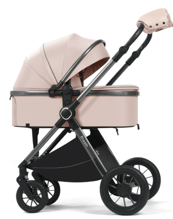 Cărucior copii, 3 în 1, Luxmom, Dublu reversibil, saltea inclusa, Geanta inclusa, Manusi de iarna, Roti antieroziune off-road, Husa de ploaie si insecte [5]