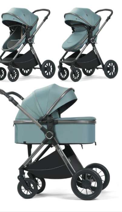 Cărucior copii, 3 în 1, Luxmom, Dublu reversibil, saltea inclusa, Geanta inclusa, Manusi de iarna, Roti antieroziune off-road, Husa de ploaie si insecte [3]