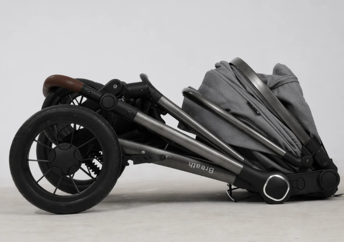 Cărucior copii, 3 în 1, Luxmom, Dublu reversibil, saltea inclusa, Geanta inclusa, Manusi de iarna, Roti off-road, Husa de ploaie si insecte, gri [5]