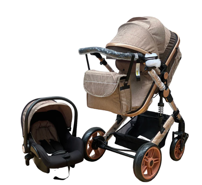 Carucior copii, 3 in 1, ultrapliabil si cu landou reversibil, sustinere dubla, maner reglabil, negru [2]