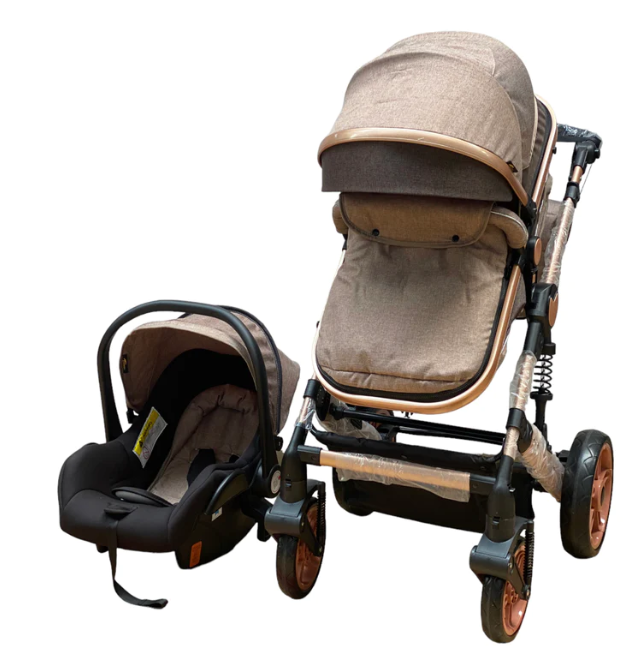 Carucior copii, 3 in 1, ultrapliabil si cu landou reversibil, sustinere dubla, maner reglabil, negru [3]