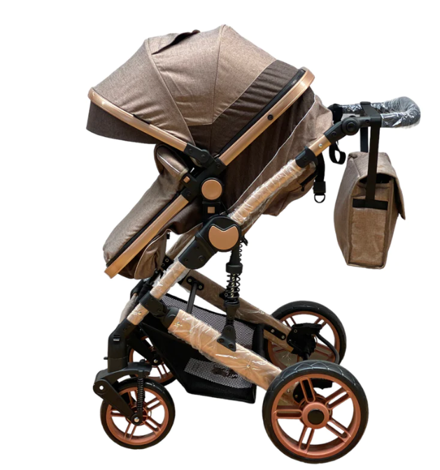 Carucior copii, 3 in 1, ultrapliabil si cu landou reversibil, sustinere dubla, maner reglabil, negru [4]