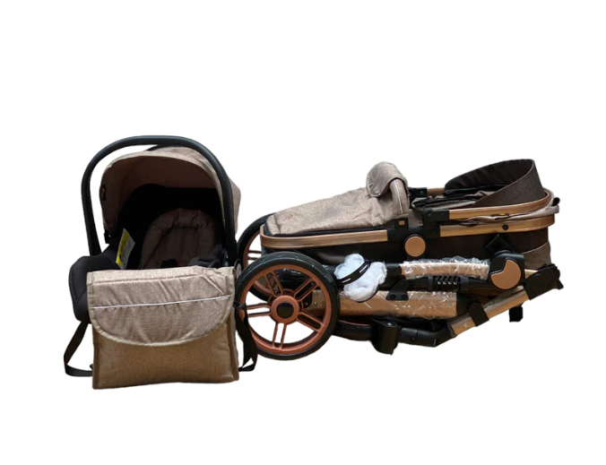 Carucior copii, 3 in 1, ultrapliabil si cu landou reversibil, sustinere dubla, maner reglabil, negru [5]