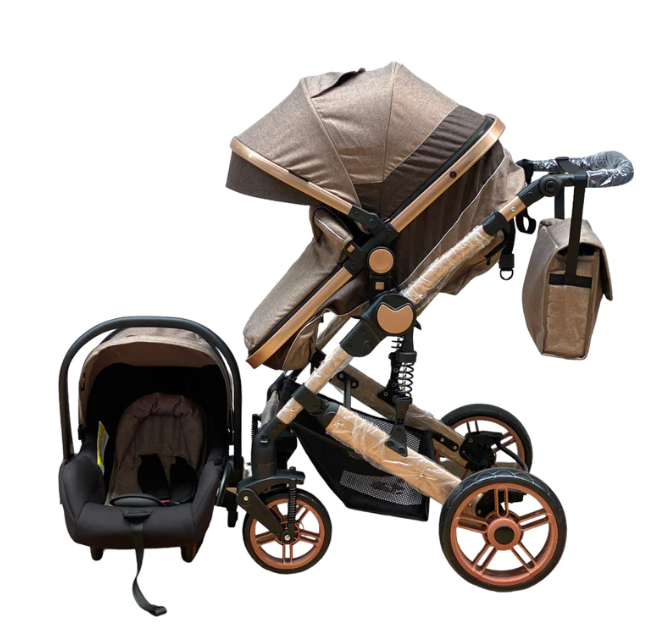 Carucior copii, 3 in 1, ultrapliabil si cu landou reversibil, sustinere dubla, maner reglabil, negru [6]