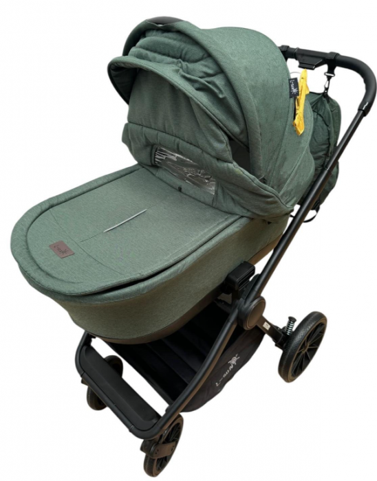 Carucior copii, 3 piese distincte, Husa de iarna, Ghiozdan detasabil, Landou reversibil, Colectie Lux, Verde [3]