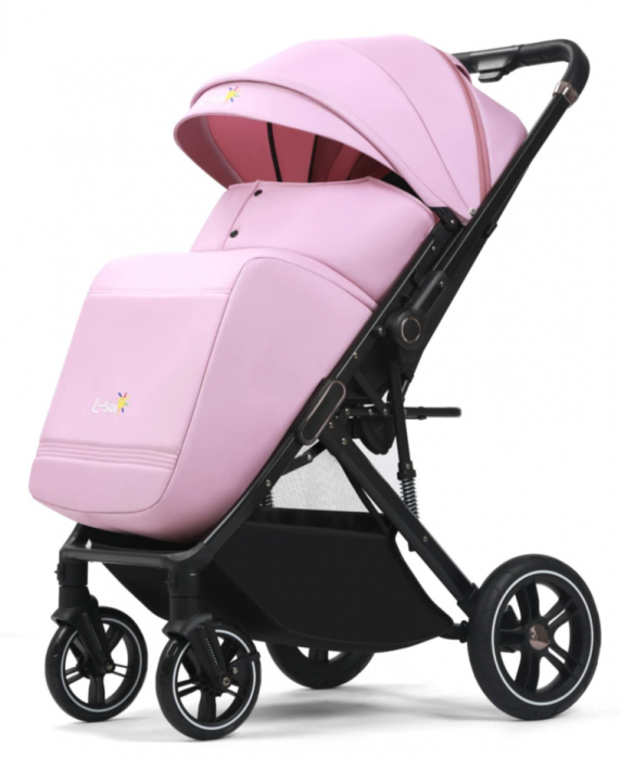 Carucior Copii , sport cu pozitie de somn, pliere troler, Spatar reglabil, Tehnologia One-Hand Folding, copertina extensibila, maner reversibil, husa de picioare si geanta, roz [2]