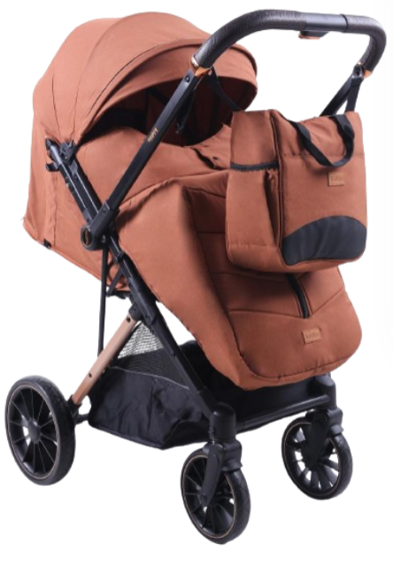 Carucior Copii, Tip sport cu pozitie de somn, Pliere Troller, Spatar reglabil, REVERSIBIL, Tehnologia inovatoare One-Hand Folding, Kidilo, negru, Cu geanta si husa de picioare, maro [1]