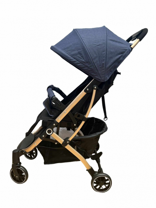 Carucior Copii,Tip sport cu pozitie de somn, Troller, Spatar reglabil prin centura, strangere compacta, albastru [2]