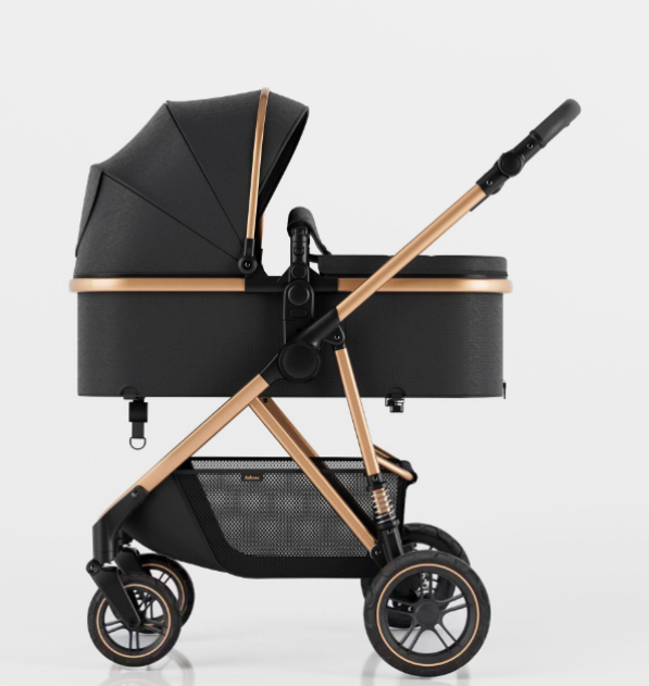 Carucior de copii 2 in 1, Cu geanta accesorii, Cu suspensii, 105 x 95 x 60 cm, Pliabil ergonomic, Belecoo, Negru [3]