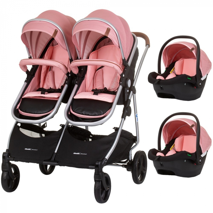Carucior gemeni Chipolino Duo Smart 3 in 1 flamingo [1]