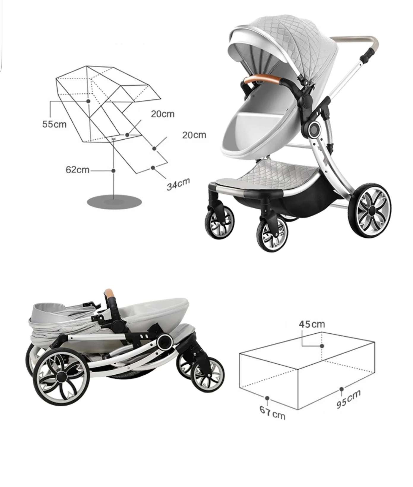 Carucior multifunctional 2 in 1, Forma anatomica pentru landou, Suspensie dubla [7]