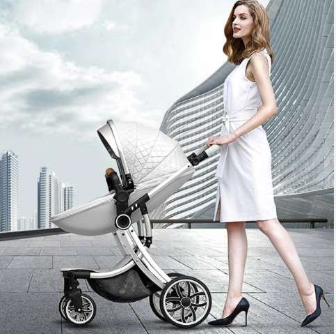 Carucior multifunctional 2 in 1, Forma anatomica pentru landou, Suspensie dubla, Gri [6]