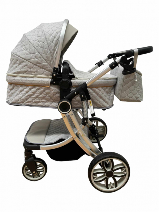 Carucior multifunctional 3 in 1, Forma anatomica pentru landou, Suspensie dubla si Geanta scutece [6]