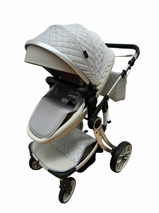 Carucior multifunctional 3 in 1, Forma anatomica pentru landou, Suspensie dubla si Geanta scutece [4]