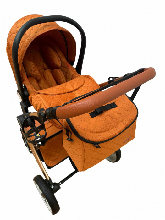 Carucior multifunctional 3 in 1, Forma anatomica pentru landou, Suspensie dubla si Geanta scutece [2]