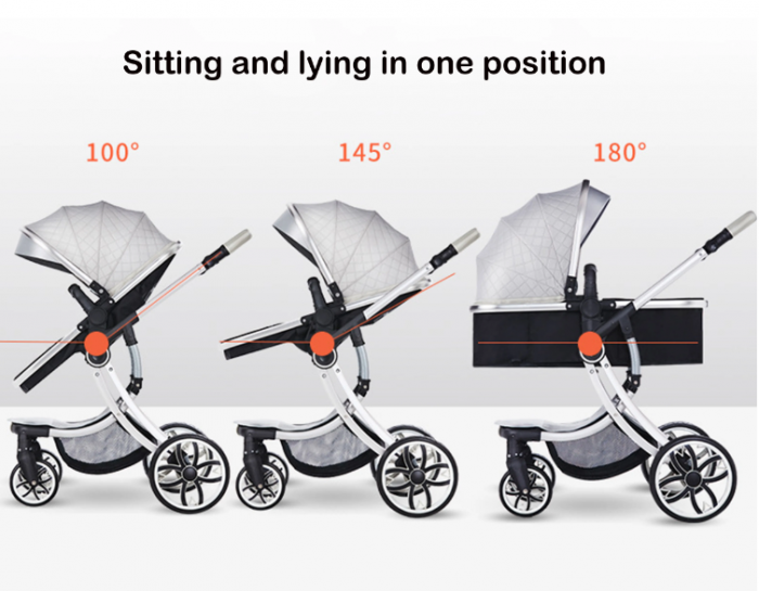 Carucior multifunctional 3 in 1, Forma anatomica pentru landou, Suspensie dubla si Geanta scutece [15]