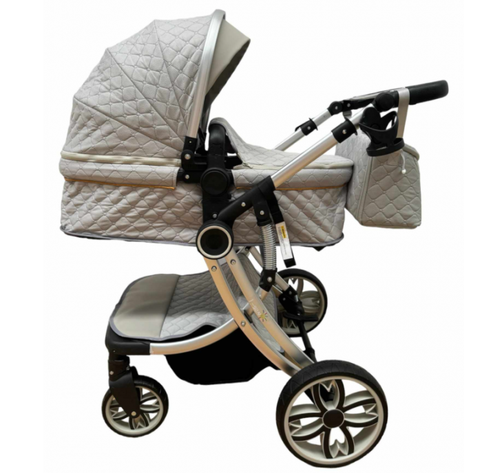 Carucior multifunctional 3 in 1, Forma anatomica pentru landou, Suspensie dubla si Geanta scutece [19]