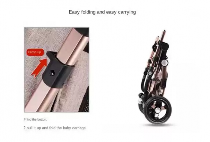 Carucior multifunctional 3 in 1, Modul scoica inclus, Geanta de scutece, Saltea groasa de infasat, Maner reversibil si telescopic, Parasolar cu piele-bej [11]