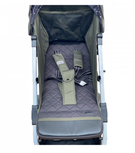 Carucior pentru bebelusi, cu pozitie de somn, 0-36 luni, cu husa impermeabila pentru picioare si maner cu piele, kaki [4]