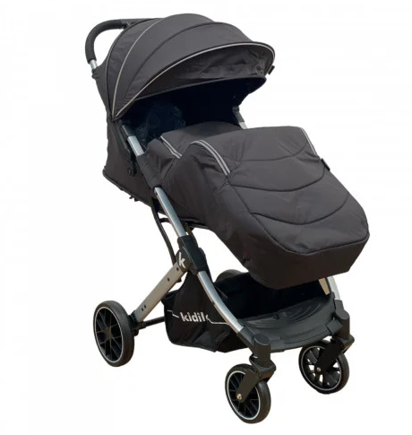 Carucior pentru bebelusi, cu pozitie de somn, 0-36 luni, cu husa impermeabila pentru picioare si maner cu piele, negru [2]