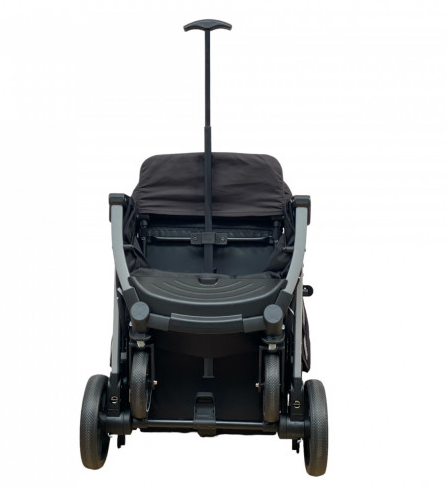 Carucior pentru bebelusi, cu pozitie de somn, 0-36 luni, cu husa impermeabila pentru picioare si maner cu piele, negru [4]