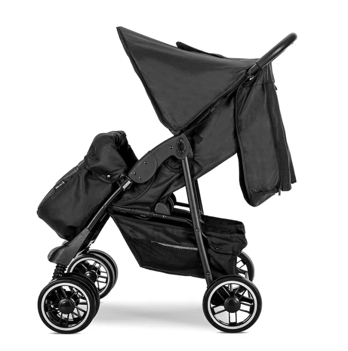 Carucior pentru gemeni, Twin, reglabil individual, pana la 30 kg, geanta pentru mama inclusa, Black [4]