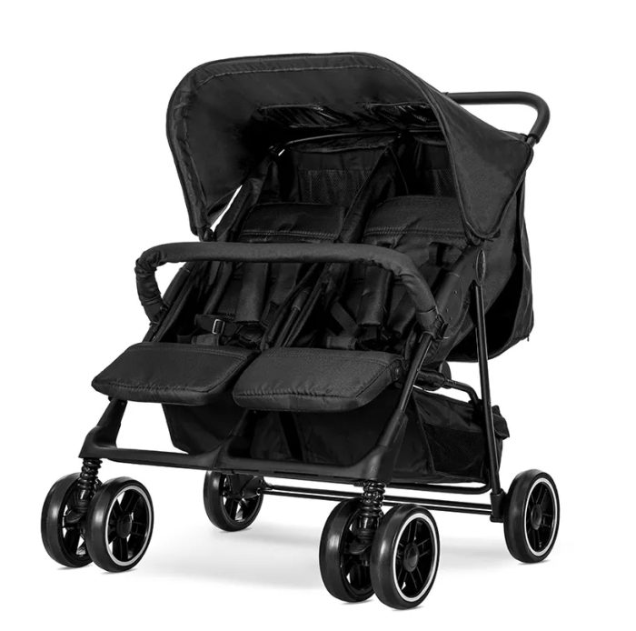 Carucior pentru gemeni, Twin, reglabil individual, pana la 30 kg, geanta pentru mama inclusa, Black [2]