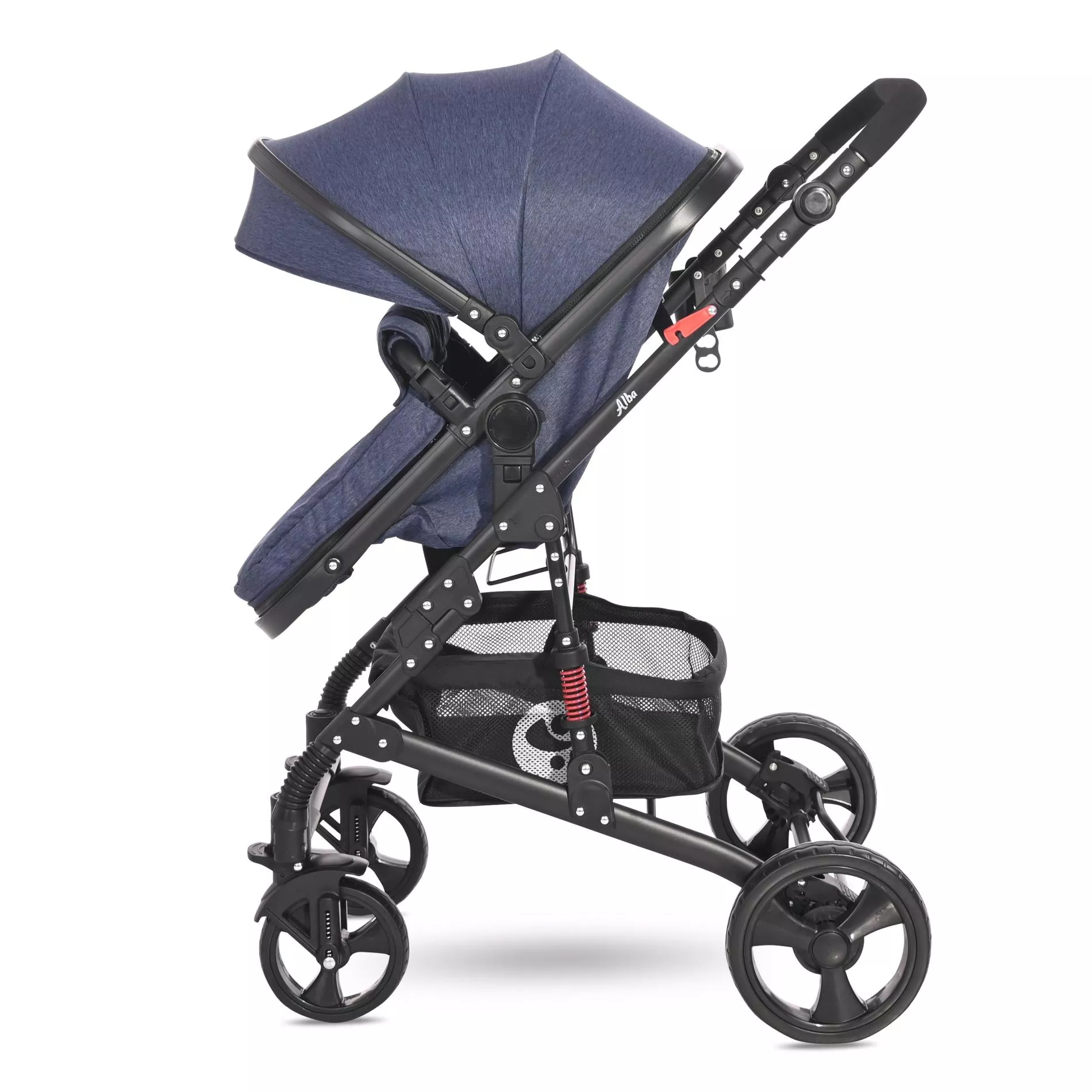 Carucior Set, Alba Classic, landou transformabil, cos auto inclus, cadru aluminiu, Jeans Blue [7]