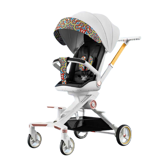 Carucior sport, 2 in 1, reversibil, cu pozitie de somn, tavita pentru masa, parasolar, Alb Multicolor [6]