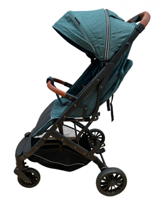 Carucior sport, tip troler, Cu husa de iarna detasabila, Roti cauciuc, Strangere ultracompacta, S1, Verde smarald [3]