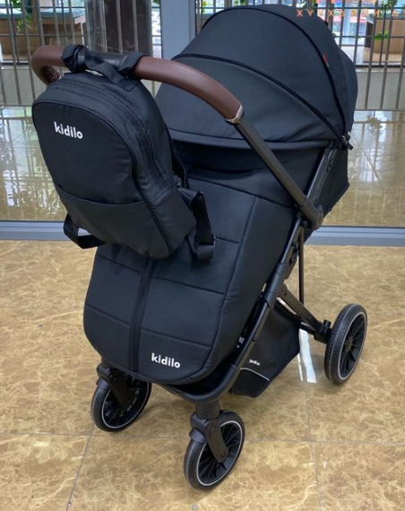 Carucior sport, Kidilo, Pentru toamna-iarna, Husa de picioare, Copertina extensibila, Negru [6]