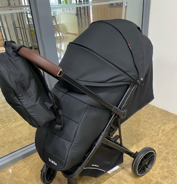 Carucior sport, Kidilo, Pentru toamna-iarna, Husa de picioare, Copertina extensibila, Negru [7]