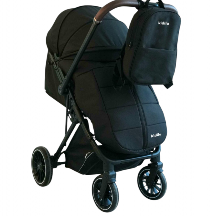Carucior sport, Kidilo, Pentru toamna-iarna, Husa de picioare, Copertina extensibila, Negru [1]