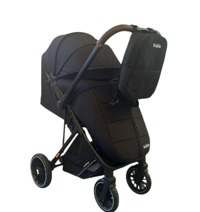 Carucior sport, Kidilo, Pentru toamna-iarna, Husa de picioare, Copertina extensibila, Negru [4]