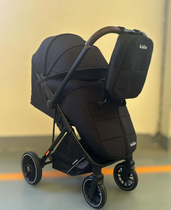 Carucior sport, Kidilo, Pentru toamna-iarna, Husa de picioare, Copertina extensibila, Negru [5]