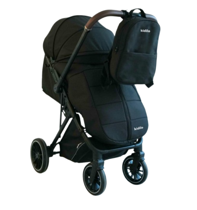 Carucior sport, Kidilo, Pentru toamna-iarna, Husa de picioare, Copertina extensibila, Negru [2]