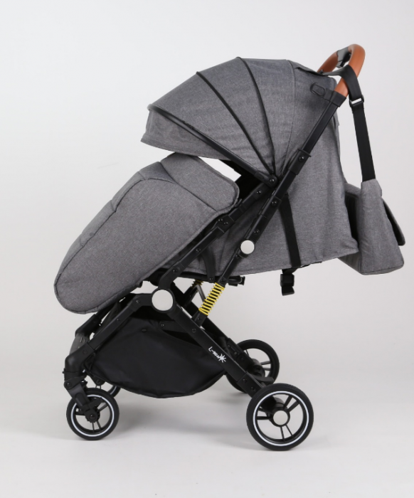 Carucior Sport pentru Copii, cu pozitie de somn, Troller transport par avion, Spatar reglabil prin centura, Geanta pentru scutece, Tehnologia inovatoare One-Hand Folding, Maner reversibil, Gri [7]