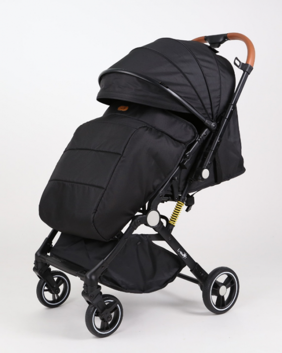 Carucior Sport pentru Copii, cu pozitie de somn, Troller transport par avion, Spatar reglabil prin centura, Geanta pentru scutece, Tehnologia inovatoare One-Hand Folding, Maner reversibil, Negru [1]