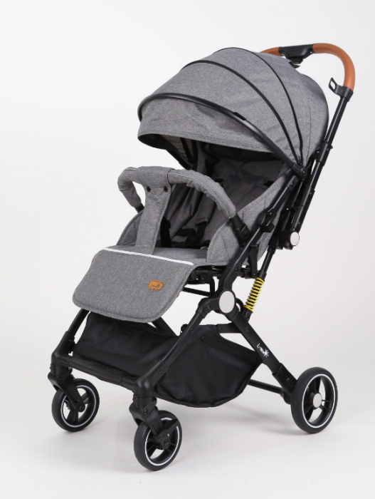 Carucior Sport pentru Copii, cu pozitie de somn, Troller transport par avion, Spatar reglabil prin centura, Geanta pentru scutece, Tehnologia inovatoare One-Hand Folding, Maner reversibil, Gri [3]